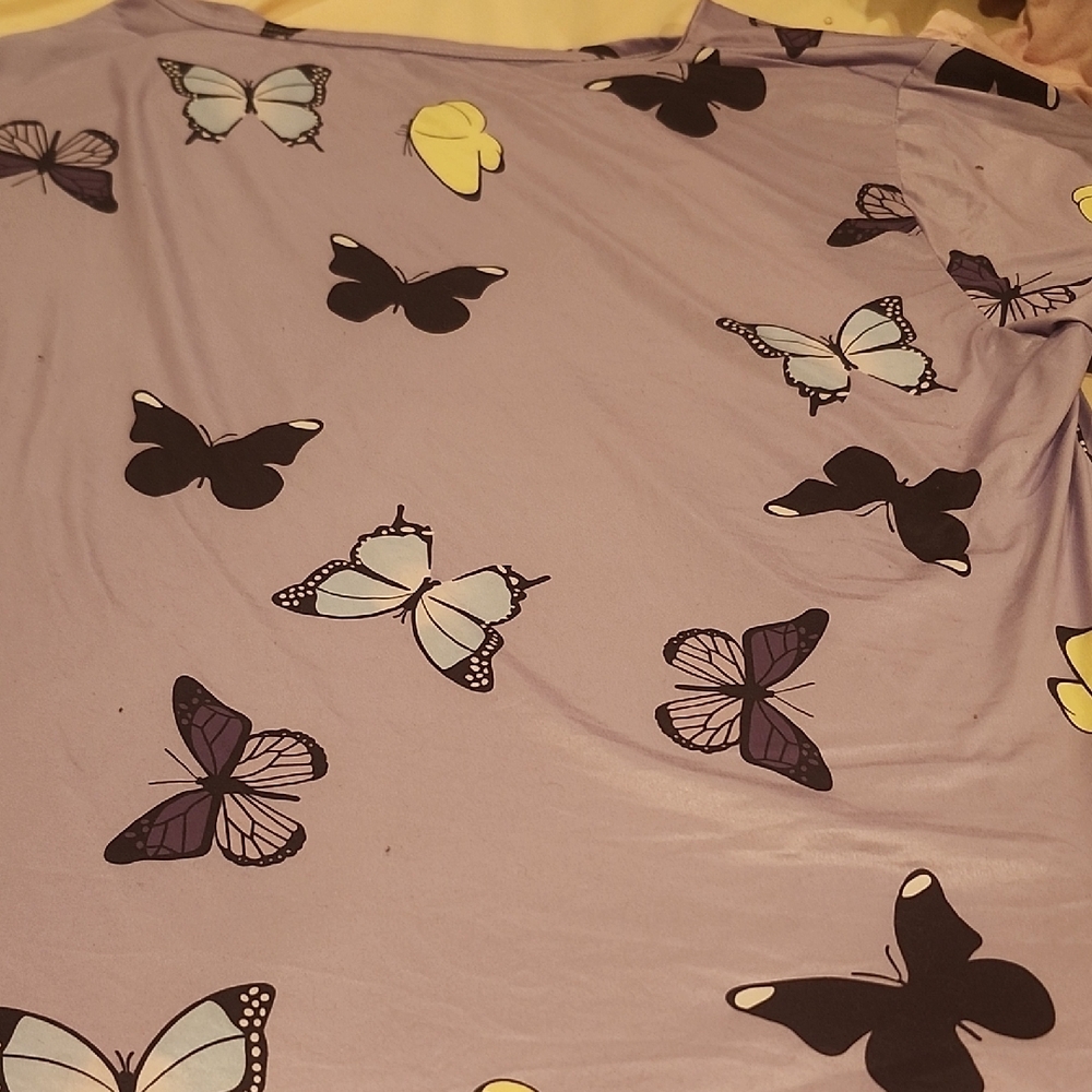 Purple Butterfly Print Top